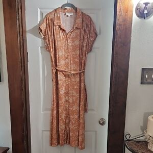 Lucky Brand Orange Floral Midi Dress